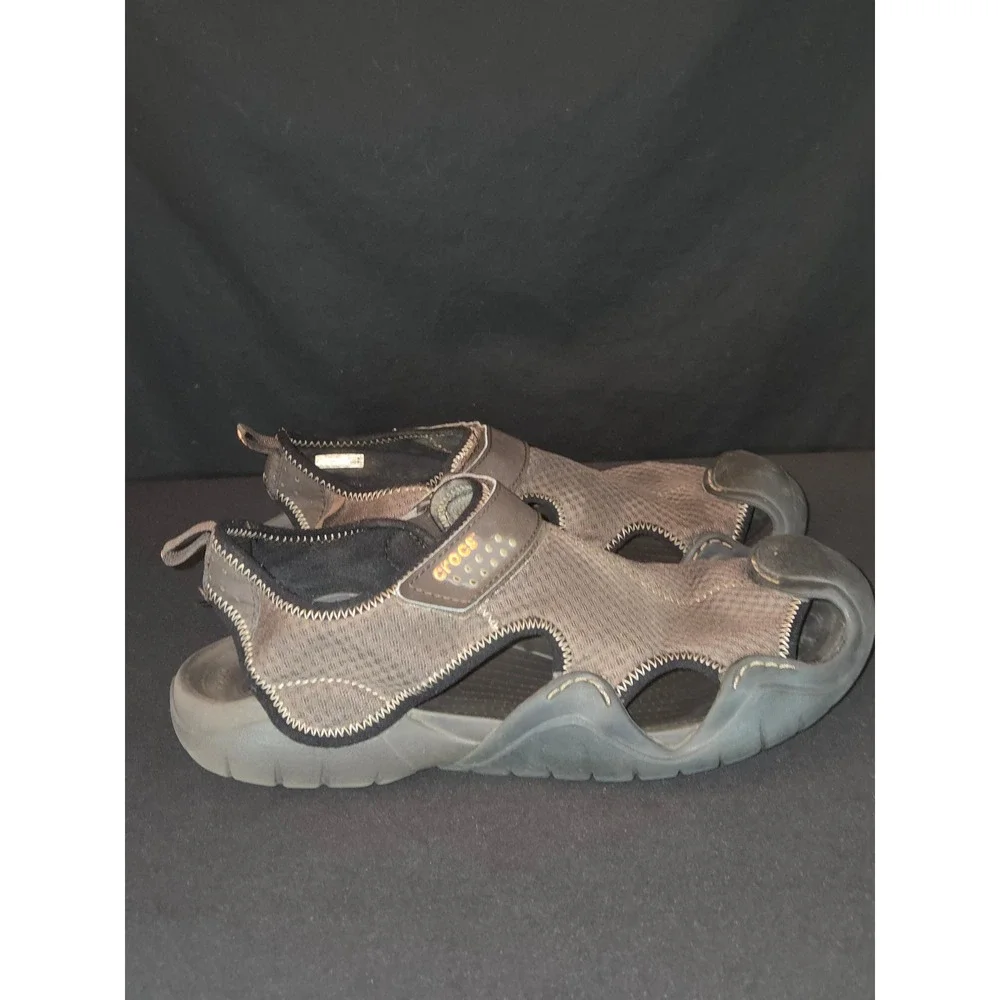 Crocs‎ Mens Swiftwater River Sandal Brown Mesh Adjustable Strap Size 12